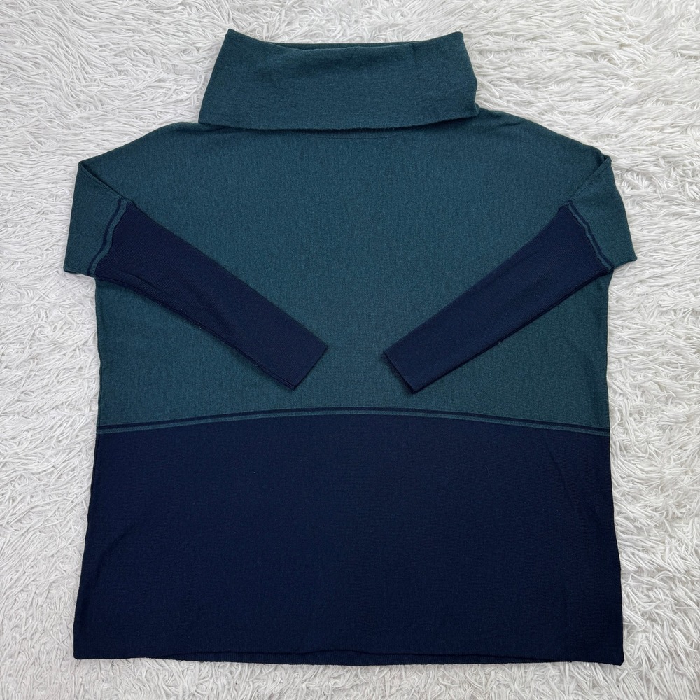 Smartwool Sweater Womens Small Green Clue Colorblock Edgewood Poncho Cowl Neck S